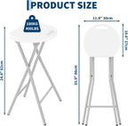 Garvee Folding Stool with Handle 24 Inch Tall Folding Bar Stool with Safety Lock, Metal and Plastic Foldable Stool 400lbs Capacity for Outdoor Indoor Kitchen Home Bar, Assembly Free, 1 Pack, White