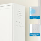 White Steel Pantry Cabinet with 2 Adjustable Shelves, Metal Storage Cabinets for Kitchen, Living Room, Bathroom, Heavy Duty Freestanding Utility Cabinet, Assembly Require
