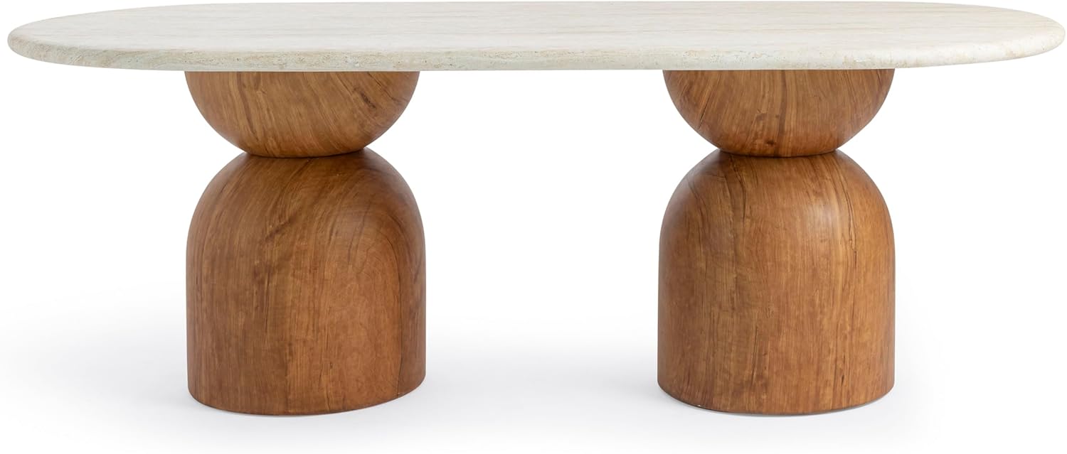 Tov Furniture Cynthia Travertine Concrete Indoor/Outdoor 87" Long Dining Table