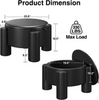 FiveWillowise Round Ottoman Coffee Table with Storage,24" Faux Leather Storage Ottomans with Removable Top,Upholstered Vanity Stool Footrest for Small Spaces,Living Room,Apartment,Black