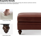 HULALA HOME Genuine Leather Ottoman Coffee Table, Ottoman Foot Rest for Living Room, Brown