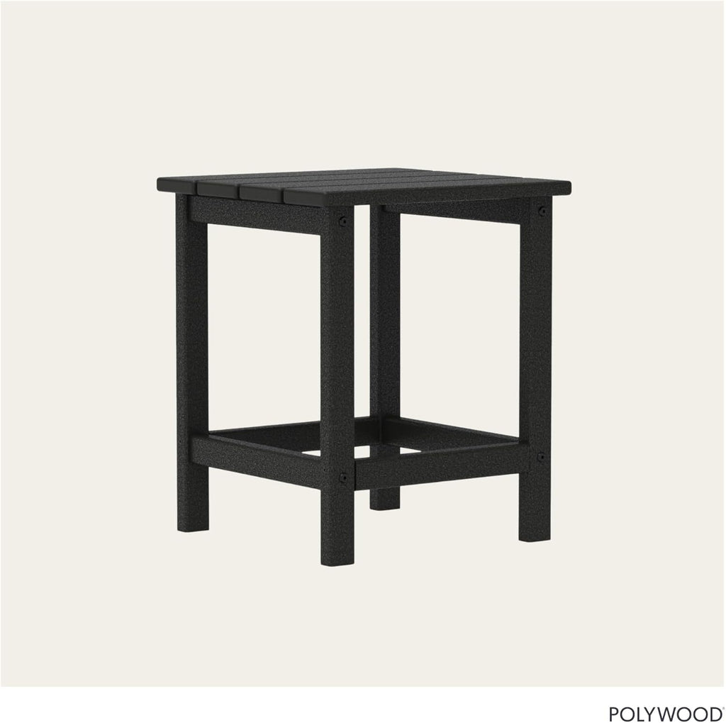 POLYWOOD Long Island 18" Side Table, Black