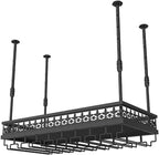 Ceiling Wine Rack-Hanging Stemware Holderfor Bar,23.6"x11.8"-Black | Adjustable Height 12"-24”,Industrial Iron Hanging Kitchen Wine Bottle Organizer Shelf,Space-Saving