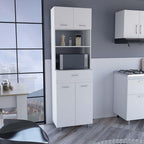 Microwave Double Door Cabinet, One Drawer, One Shelf, White