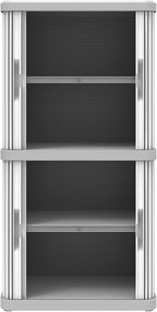 Terry, Rolling Space Cab 2, Indoor and Outdoor 2-Compartment Cabinet with Two Sliding Doors, 2 Adjustable Internal Shelves, Grey, in Recycled Plastic, Dimensions: 59x36x115 cm