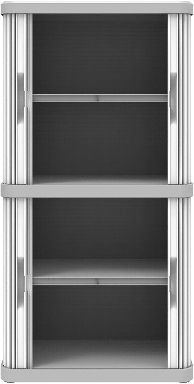 Terry, Rolling Space Cab 2, Indoor and Outdoor 2-Compartment Cabinet with Two Sliding Doors, 2 Adjustable Internal Shelves, Grey, in Recycled Plastic, Dimensions: 59x36x115 cm