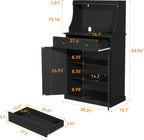 ARTPOWER 54" Kitchen Microwave Cabinet/Stand with Storage and Drawers, Pantry Storage Cabinet with Hutch & Adjustable Shelves for Kitchen, Dining Room, Living Room, Hallway in Black
