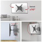 Full Motion TV Wall Mount, Corner Wall Mount Bracket with Swivel Tilt Arm, Fits VESA 400x400mm, 77 lbs Max, Universal TV Mount for LED Monitors Flat Screens for 26-55 Inch TVs