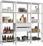 Madesa Kitchen Pantry Storage Rack with 2 Drawers and Open Shelves 74" L Multiuse Modular Cabinet for Kitchen Organization - White
