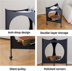 Metal Triangle Side Table with Wheels Movable 2-Tier End Table Modern Coffee Table & Corner Storage Table for Living Room Practical