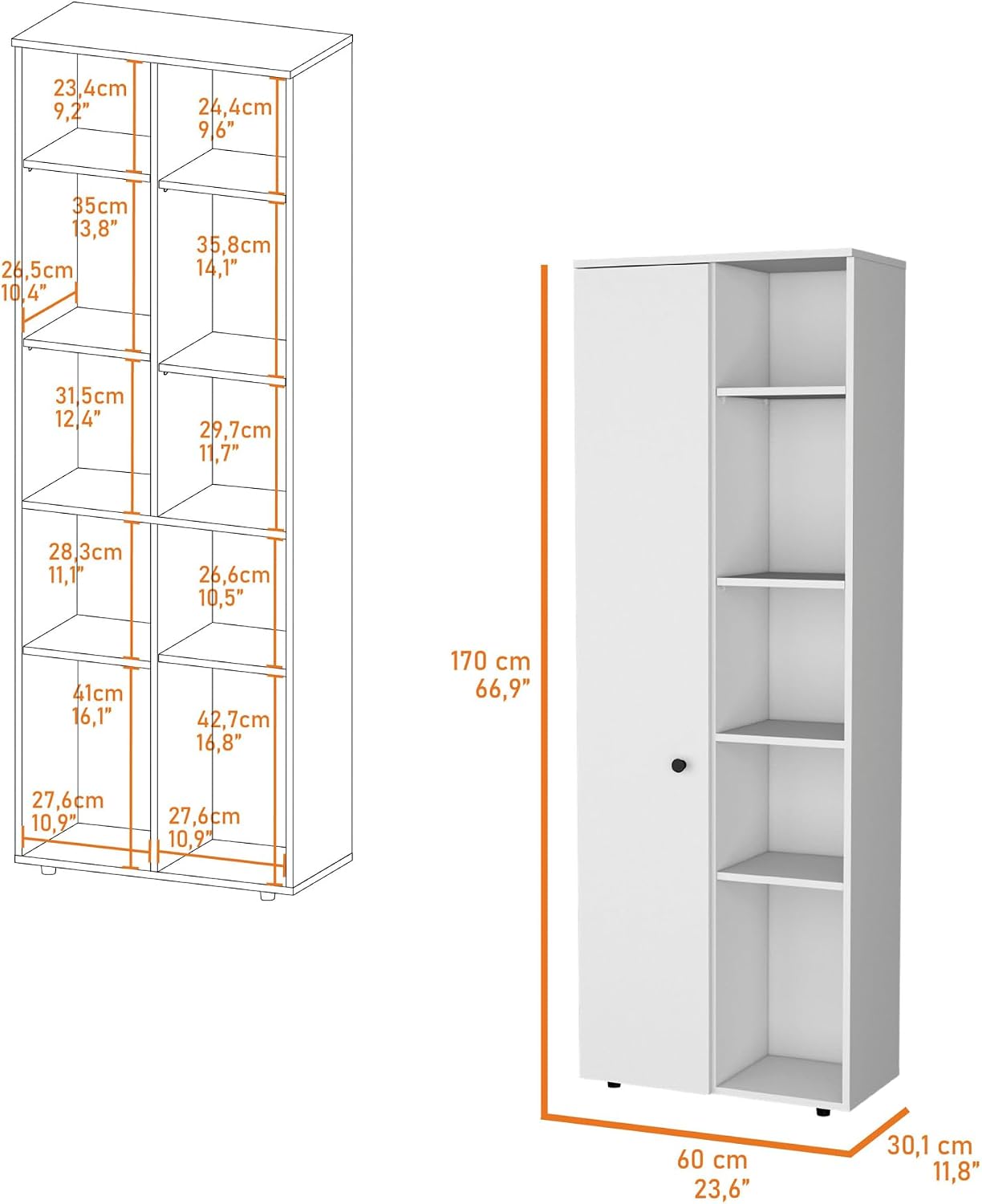 Molly White 1-Door Multistorage Kitchen Pantry