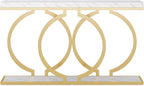 Tribesigns Gold Console Table, 55 inch Modern Entryway Table with Geometric Metal Frame, Faux Marble Narrow Long Sofa Table for Living Room, Entrance, Hallway, White and Gold