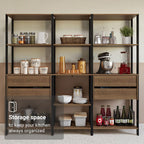 Madesa Kitchen Pantry Storage Rack with 4 Drawers and Open Shelves 78" L Multiuse Modular Cabinet for Kitchen Organization - Black/Brown