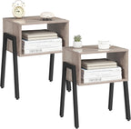 HOOBRO Small Nightstands Set of 2, Stackable End Tables, Side Tables, Bedside Tables with Open Storage Shelf, for Small Spaces, Bedroom, Living Room, Greige and Black BG38BZP201