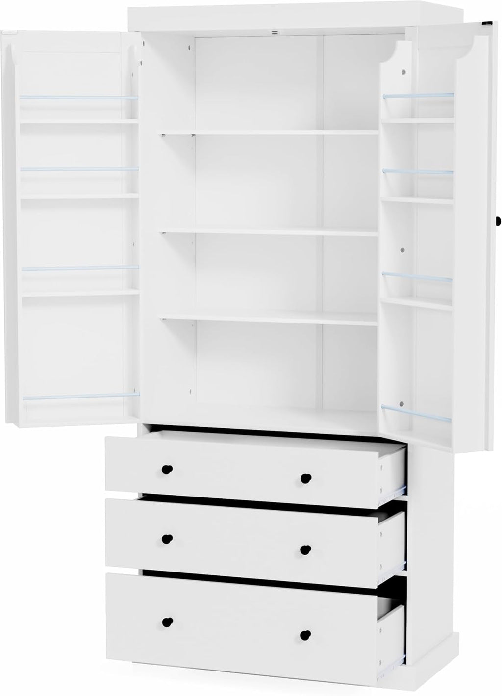 Merax 77” Pantry Cabinet, Kitchen Pantry Storage Cabinet with Drawers, Doors and Adjustable Shelves,Freestanding Buffet Cupboards Sideboard for Living Room and Dinning Room, White