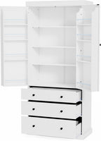 Merax 77” Pantry Cabinet, Kitchen Pantry Storage Cabinet with Drawers, Doors and Adjustable Shelves,Freestanding Buffet Cupboards Sideboard for Living Room and Dinning Room, White