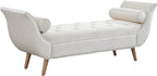 Setawix Velvet Upholstered Ottoman Bench with Flared Arms,Button Tufted Footstool Ottomans for Living Room Bedroom,Modern Rolled Arm Bed End Benches with Seating for Entryway,Window (Velvet Beige)