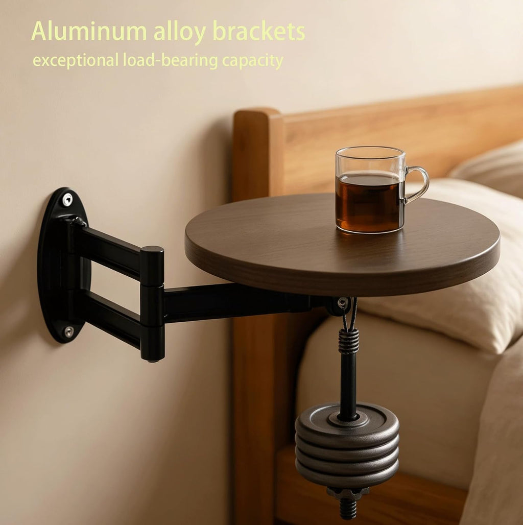 Wall Mounted Folding Table, Perfect for Bedside/Sofa Side/Desk | Floating Desk for Wall,Table for Small Spaces, Bedside Folding Coffee Table,with Heavy-Durability Brackets