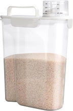 Rice Storage Container, 5 to 10lb Dry Food Airtight Dispenser, Pet Dog Cat Food Canister, BPA Free Clear Plastic Kitchen and Pantry Organization Bin for Oatmeal, Cereal, Pasta, Flour White
