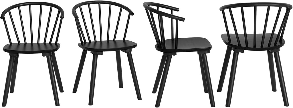 LUE BONA Black Dining Chairs Set of 4, Farmhouse Wood Dining Chairs with Semicircular Backrest, Spindle Dining Chair for Kitchen and Dining Room, 18 Inch