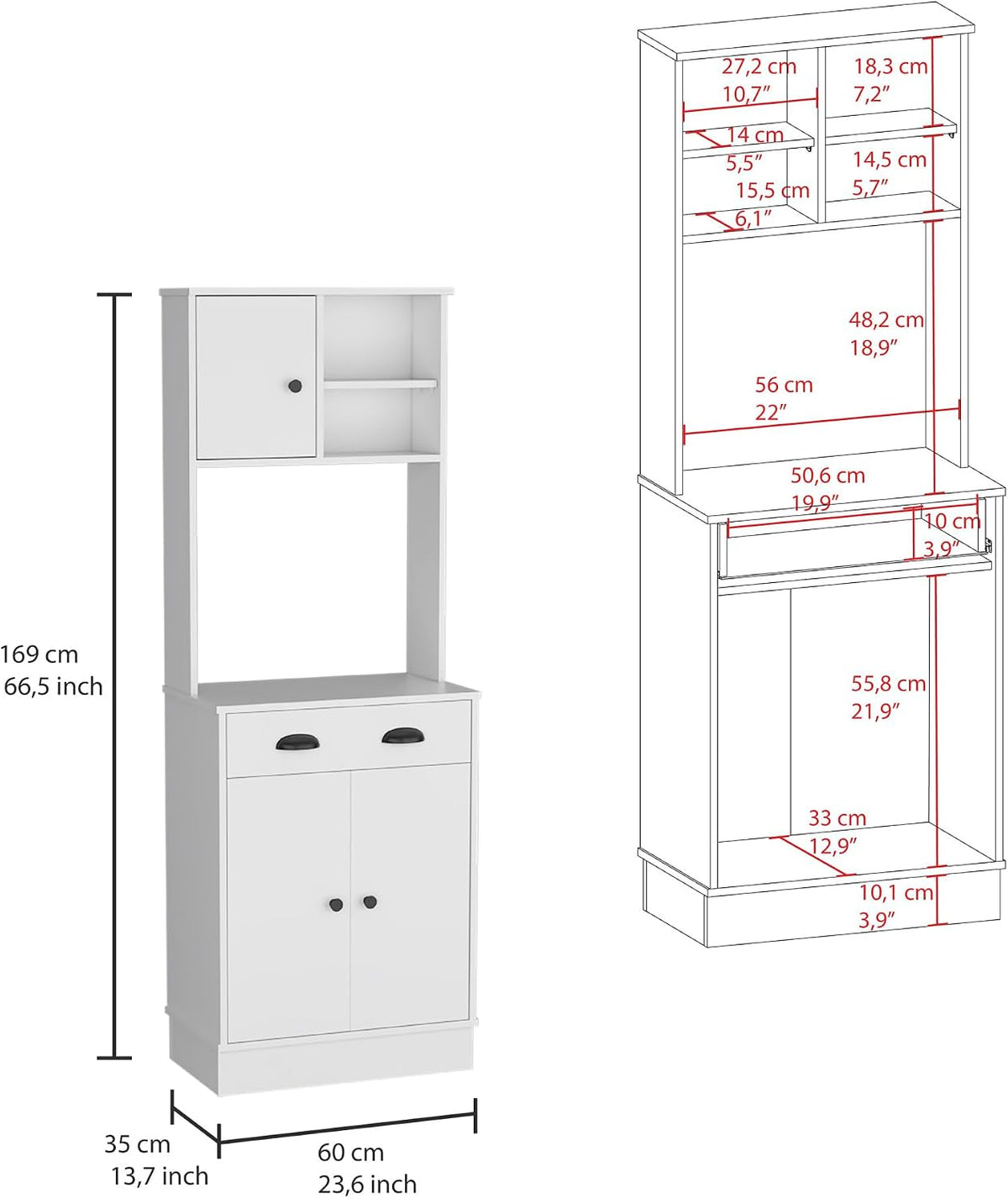 Albany Kitchen Pantry with 3-Doors Cabinet and Drawer