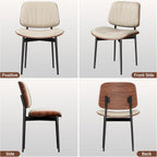YaFiti Dining Chairs Set of 4, Dining Room and Kitchen Chairs, Mid Century Modern Accent Chair, Upholstered PU Leather Chairs for Vanity with Walnut Bentwood and Metal Legs, Greige