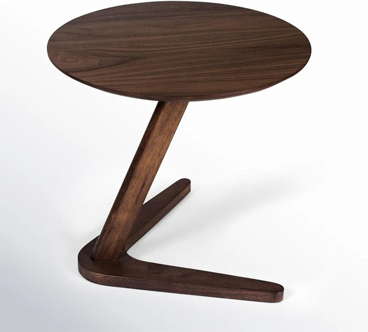 YUNMUAIR-C-Shaped Solid Wood End Table,Small Round Side Table for Couch,Space-Saving Sofa Table Slide Under Couch for TV Dinner, Laptop Side Over Wood Table for Living Room Bedroom