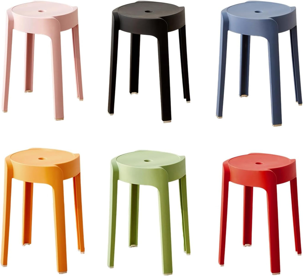 6 Pack Plastic Stackable Stools, 18" Tall, Portable Chair for Easy to Store, for 300lb Capacity, for Kitchen, Classroom, Event Seating 6pcs