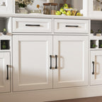 Timechee 78.7" Kitchen Pantry Storage Cabinet, Cupboard with Drawers and Wine Rack,Tall Food Pantry Cabinets with Tempered Glass Doors & Adjustable Shelves,Hutch Cabinet with Storage for Kithen,White