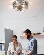 13 Inch Ceiling Light Fixtures, 4-Light Brushed Nickle Flush Mount Ceiling Light, Metal Cage Cross Modern Indoor House Close to Ceiling Lights for Kitchen Bedroom Foyer Hallway Office