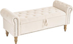Furnimart Storage Bedroom Bench for End of Bed, Faux Linen Upholstered Storage Ottoman with Rolled Arms for Bedroom,Living Room, Entryway, 2.5Cubic Feet