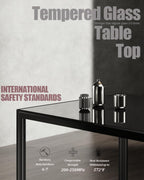 Dining Table Set for 4, Kitchen Table and Chairs Set of 4, 5 Piece Modern Dining Room Table Set with Tempered Glass Top and PU Leather Chairs for Small Space, Apartment, Black