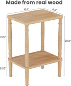 LUCKNOCK Solid Wood Side Table, Small Vintage End Table, Narrow Couch Side Table with Storage, Skinny Nightstand Bedside Table for Small Spaces, Bedroom, Living Room, Farmhouse, No-Tool Assembly.