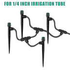 Drip Irrigation Emitters Sprayers for 1/4" Tubing, Adjustable 360 Degree Water Flow Sprayer on 5.5" Arrow Stake,with 1/4" Locked Tee for Watering System(30Pcs Sprayers and 30Pcs Tee)