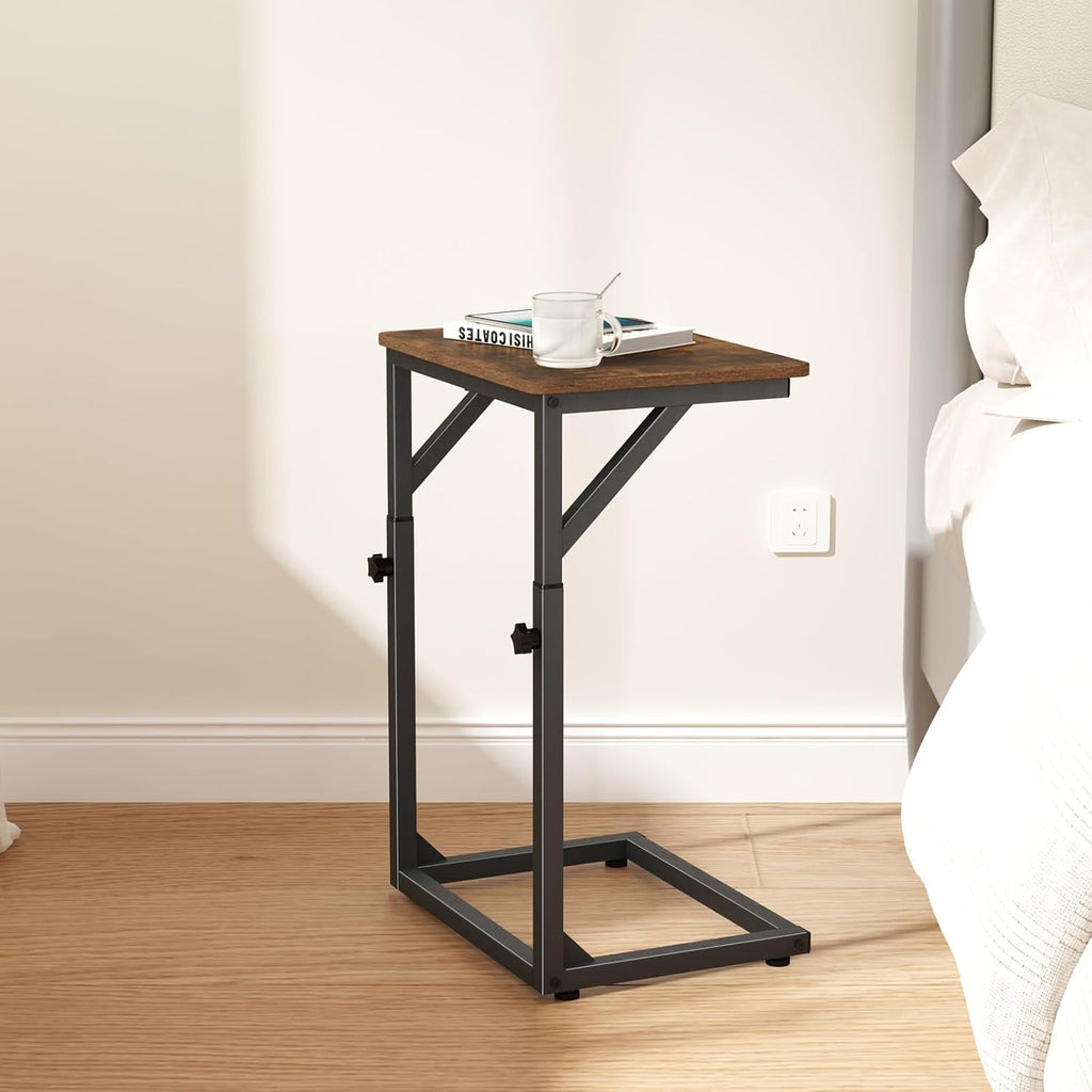 5-Level Adjustable C-Shaped End Table, Small Side Table for Couch, Sofa TV Tray Table for Living Room, Bedroom, Bedside ET-ZA-BRW1