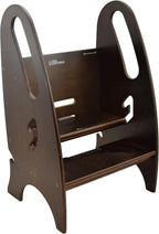 Little Partners 3-in-1 Growing Step Stool Toddler Tower Helper Step Stool, Wooden Standing Stool for Bathroom or Kitchen, Anti-Slip Feet, Built-in Safety Hand Rails Up to 100 lbs. (Espresso)