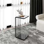Side Table,C Shaped End Table, Acrylic Sofa Side Table, Bedside Table for Bedroom Small Modern Coffee Table Suitable for Living Room (Smoke Gray)
