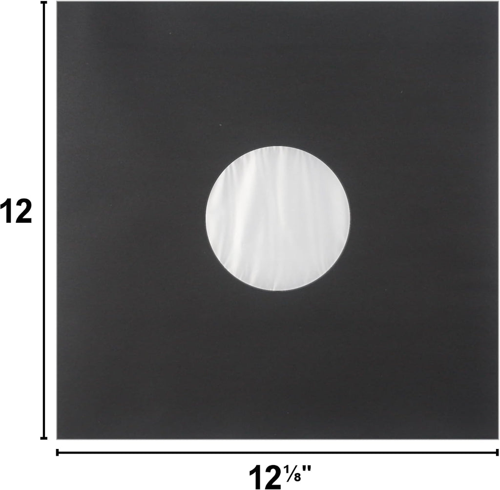 12" Premium Black Polylined Record Inner Sleeves - Archival Quality, Heavyweight Paper & Plastic #12IABK (250)