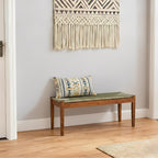 Solid Wood Acacia Indoor Bench with Natural Woven Seat, 45 Inch Wood Bench for Living Room or Entryway, Bedroom End of Bed Bench or Dining Benches, Window Bench