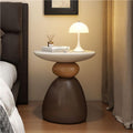 Decorative Stone Shape Side Table, Fiberglass End Table Nightstand, Round Accent Table for Bedroom, Living Room, Entryway, Decorative Living Room Table(Brown,Large)