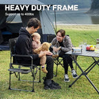 EVER ADVANCED Camping Directors' Chair with Side Table, Portable Folding with Compact Size, Heavy Duty Lawn Chair with Pocket for Camping, Lawn, Sports and Fishing, 400lbs, Black