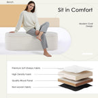 53" Storage Bench Teddy Ottoman Bench Upholstered Fabric Bench End of Bed Stool with Safety Hinge for Bedroom, Living Room, Entryway, White