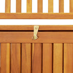 Patio Storage Bench 47.2" Solid Acacia Wood Outdoor Bench Seat with Armrests and Backrest, Garden Bench for Front Porch Furniture and Patio Furniture Storage