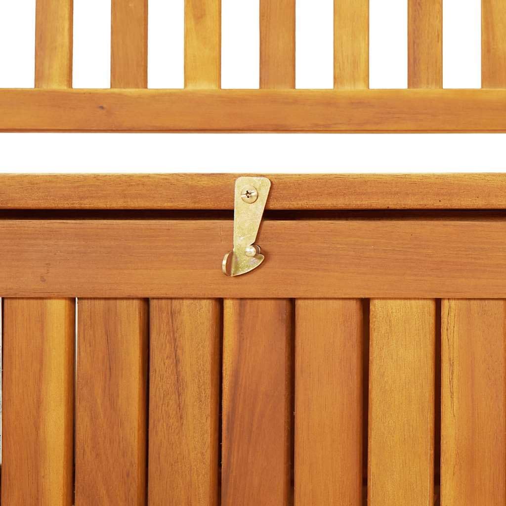 Patio Storage Bench 47.2" Solid Acacia Wood Outdoor Bench Seat with Armrests and Backrest, Garden Bench for Front Porch Furniture and Patio Furniture Storage