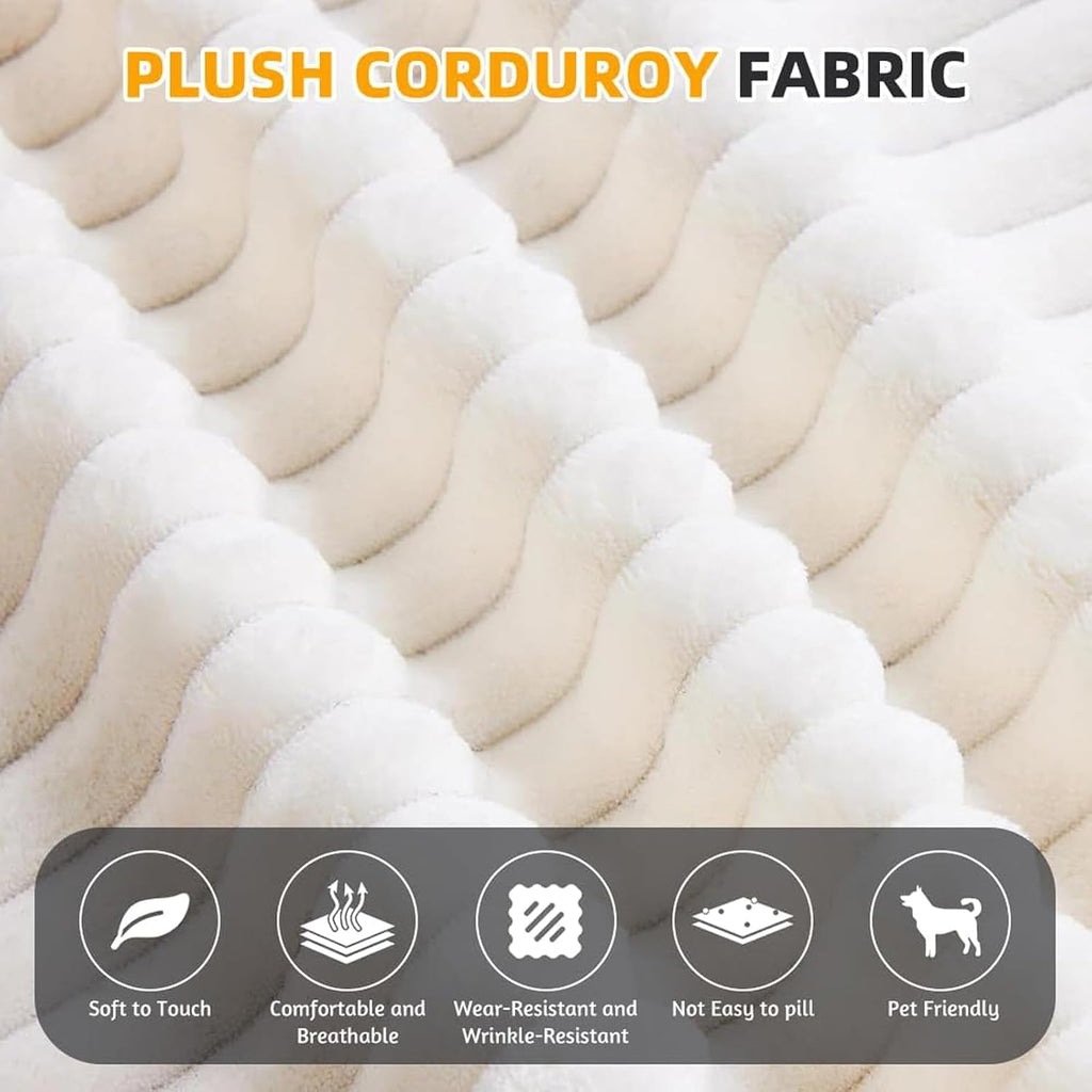 2 in 1 Convertible Folding Sofa Bed, Plush Corduroy Lazy Lounge Sofabed, Foam Folding Floor Sofa Bed, 78" Full Size Memory Foam Couch for Living Room Guestroom, No Assembly Required Sofabed (Beige)