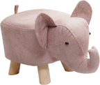 Animal Footstool Elephant Bench Portable Shoe Changing Cute Storage Wooden Ottoman Stool Sofa Tea Stool for Decoration Bedroom Living, Pink