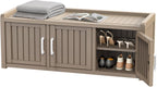 EasyUp Outdoor Shoes Storage Bench, Waterproof Resin Shoe Cabinet, Shoe Bench Entryway,2-Tier Hallway Shoes Rack with Adjustable Shelves for Entryway, Living Room, Bedroom(Grey,3 Door)