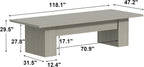 MOUMON 118 inch Kitchen Dining Table for 8-10, Wood Rectangular Kitchen Table, Large Long Dining Table with Wooden Frame, No Chairs, for Dining Room Grey (118.1”W x 47.2”D x 29.5”H)