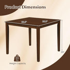 Giantex Dining Table for 4, 35.5" Square Kitchen Table with Solid Rubber Wood Legs, Wooden Dinner Table for Living Dining Room, Dinette, Home Office, Apartment, Walnut