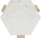 SAFAVIEH Home Collection - Pisa Side Table, White Marble Hexagon Top with Natural Wood Base, Fully Assembled (ACC3733A)